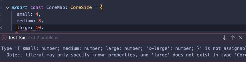 'large' does not exist in type 'TestSize' error