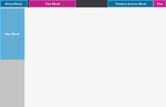 Navigation layout wireframes — product header dominant (phd)